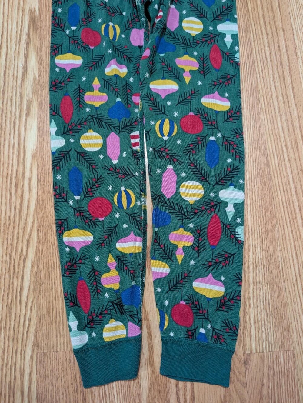 Hanna Andersson Green Holiday Ornament Pajamas Long Sleeve Pants 130 8 - Picture 11 of 12